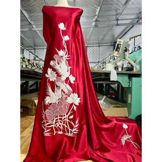 [25] Vải lụa Ruby may Áo Dài, Hoạ tiết Thêu