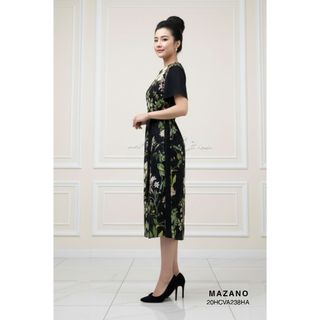 Đầm suông họa tiết hoa thắt đai nữ Mazano
