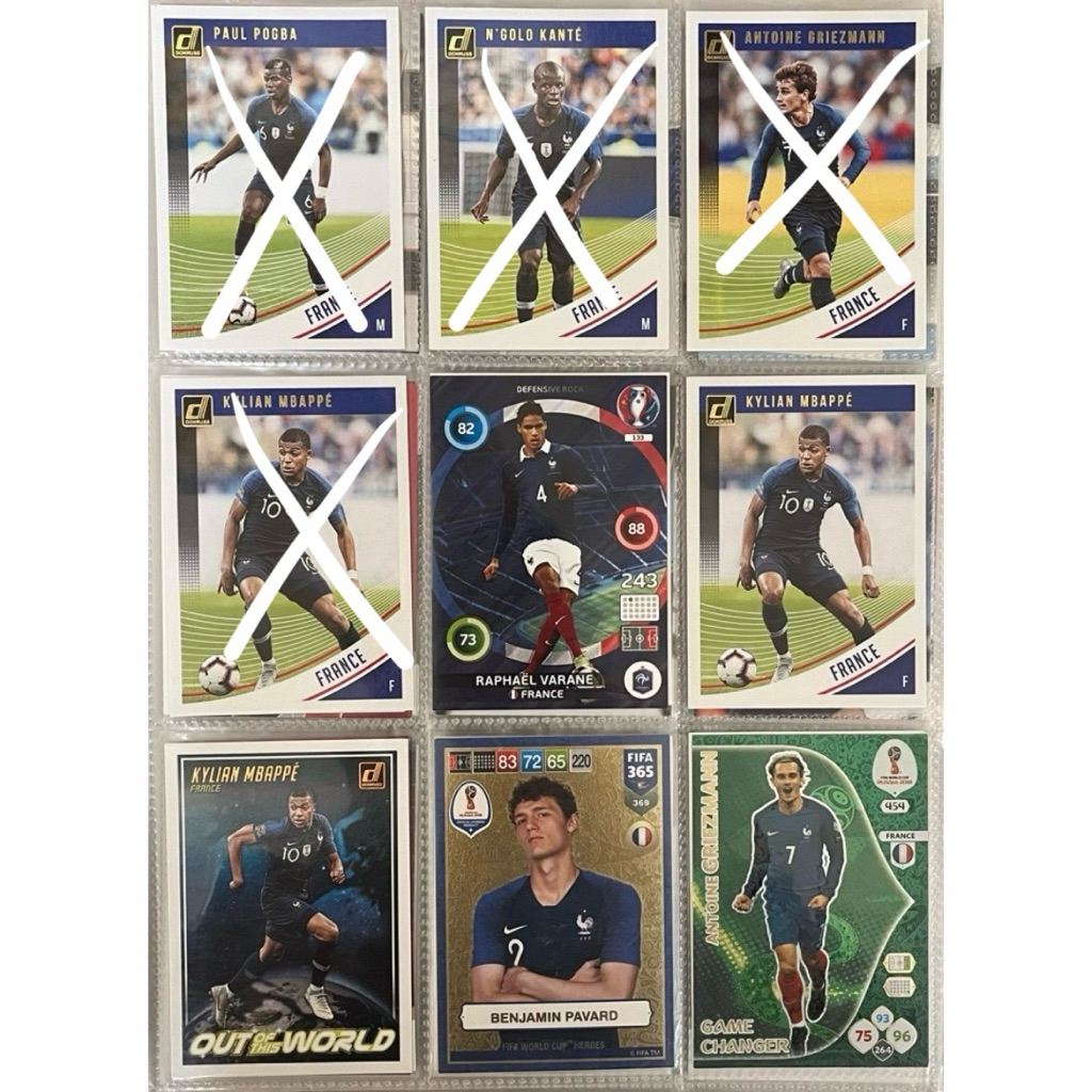 Combo set 28 thẻ hình dán bóng đá đội tuyển Pháp chính hãng Panini Topps football card sticker