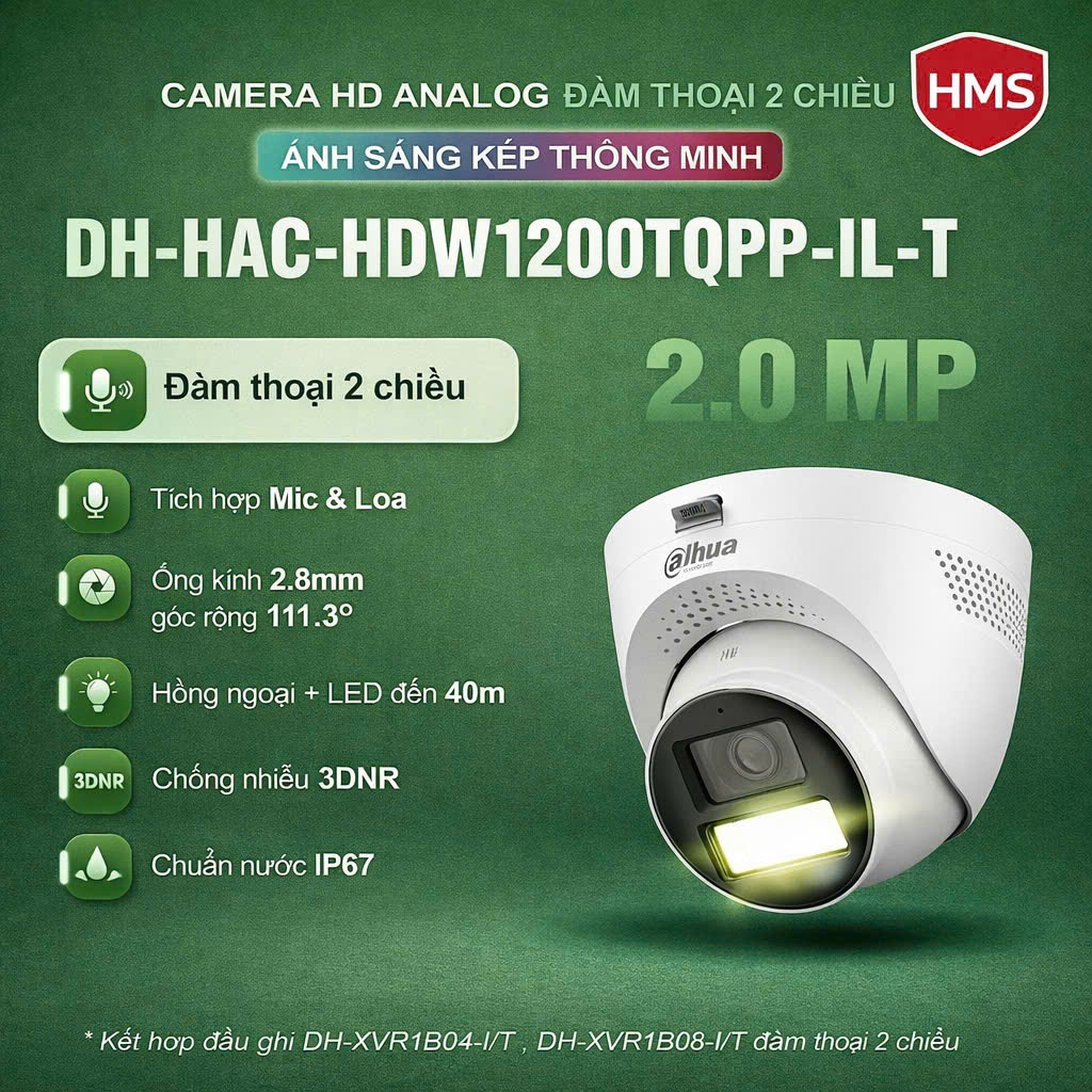 Camera đồng trục trong nhà Màu Mic Dahua HDCVI mã HDW1200TQP-IL-T