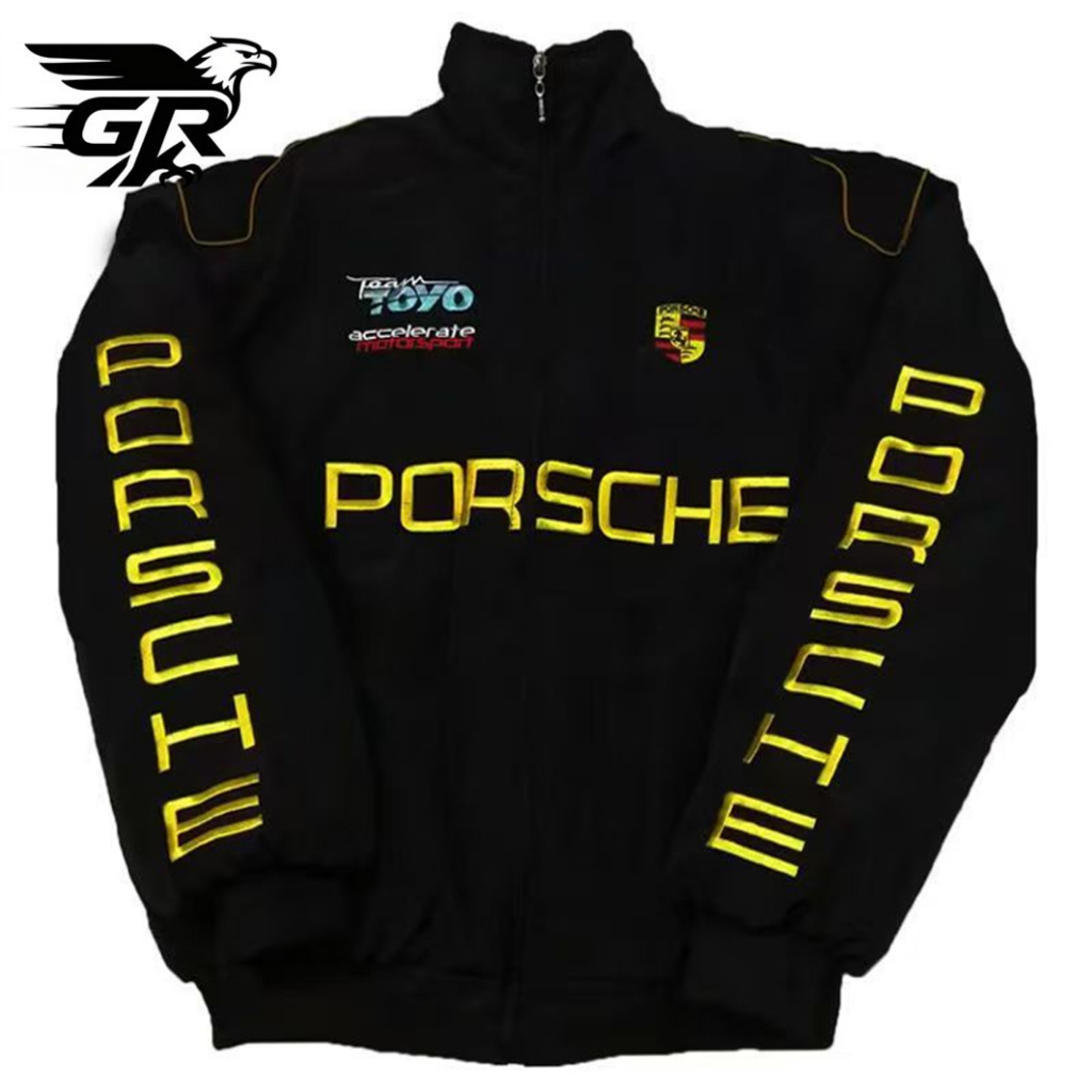 GR Áo Khoác Bóng Chày Porsche F1 Áo Varsity Streetwear Hiphop Thêu Ootd Unisex Bomber Jacket Thời Tr