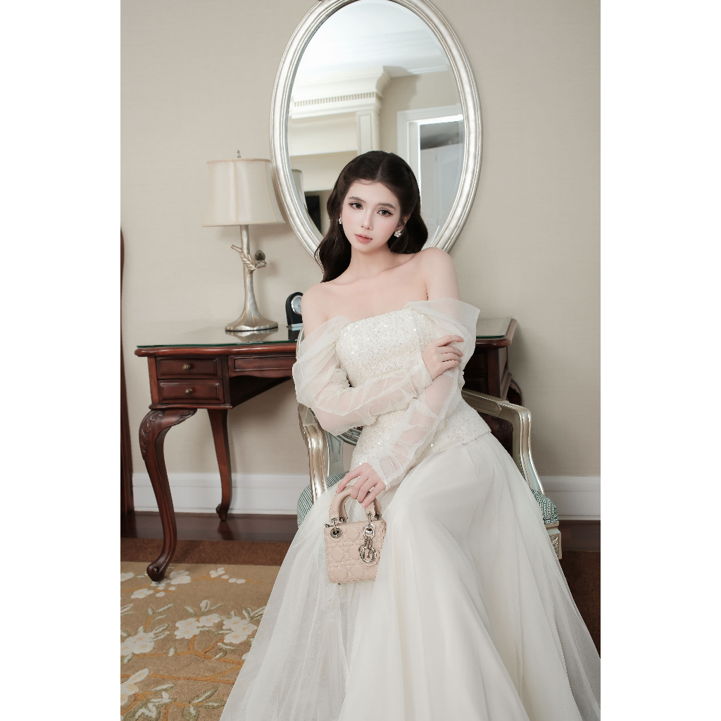 Váy Đầm Dài Dự Tiệc Cao Cấp ELYSNIE Sang Chảnh Tiểu Thư Amora Dress