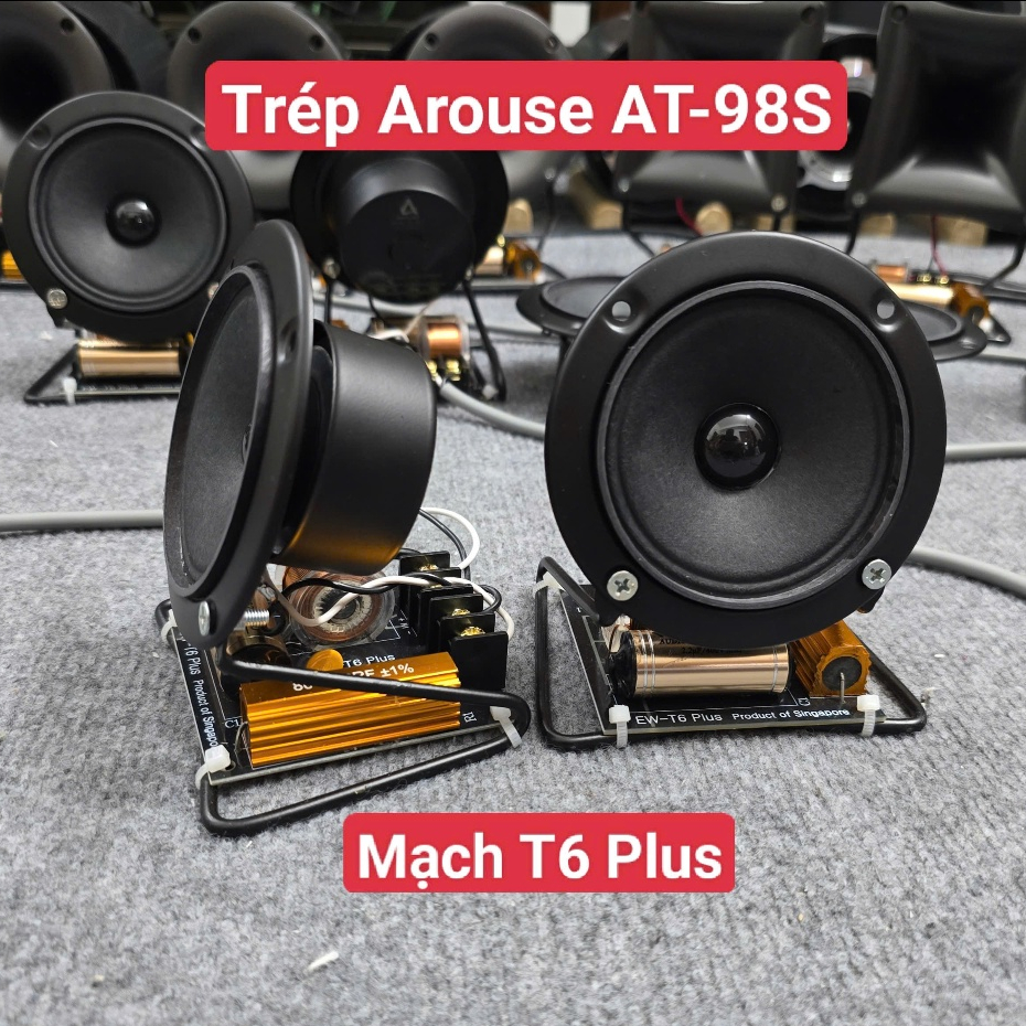 Bộ Loa Treble Rời Arouse AT-98S Lắp Ngoài, Kèm Mạch Phân Tần EW-T6 Plus, Có Chân Đứng và Dây Dẫn Chỉ