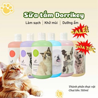 Sữa tắm cho chó mèo Dorrikey , Sữa tắm trị ve rận nấm ngứa dưỡng mượt lông cho thú cưng 510ml