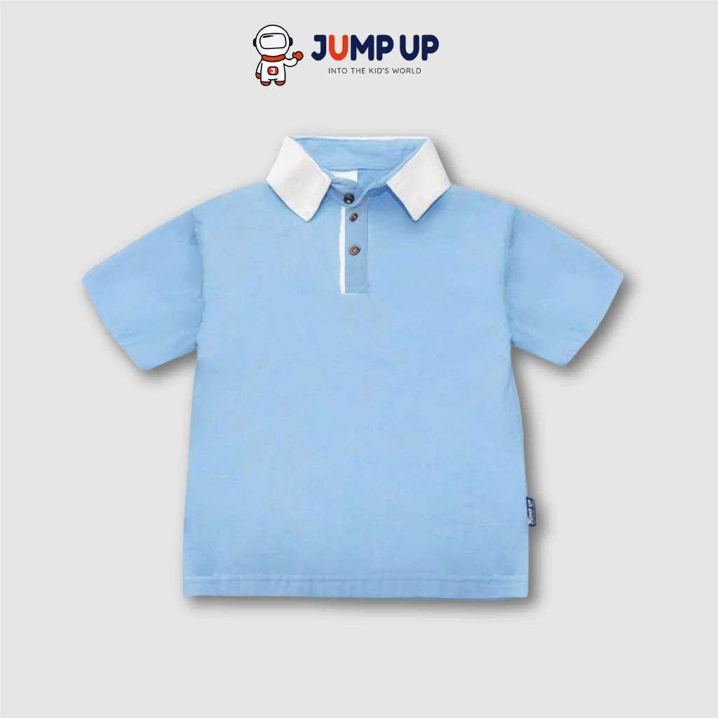 Áo Polo Xanh Dương Cổ Trắng Cho Bé Trai Bé Gái, Áo Polo Xanh Dương Trơn Cổ Trắng Unisex Cho Bé