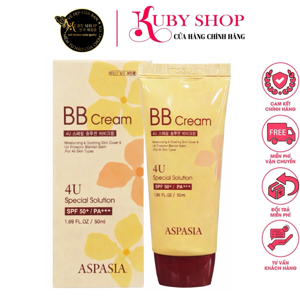 [Bill Hàn] Kem Nền Hàn Quốc BB Cream Aspasia 4U Special Solution SPF50+ PA+++ 50ml–Che Phủ Tự Nhiên,