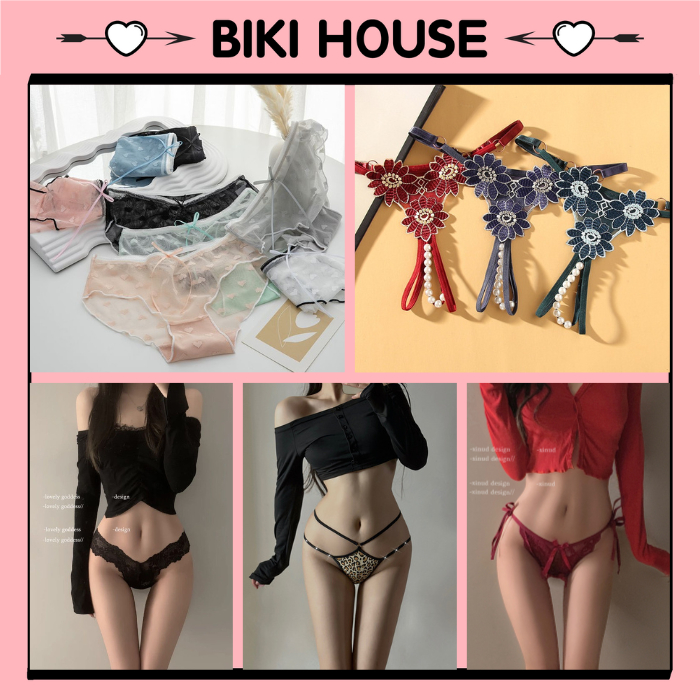 Quần lót khe nữ cột dây ren mềm mại gợi cảm đáng yêu tổng hợp quần chip cotton hở đáy xinh quyến rũ 