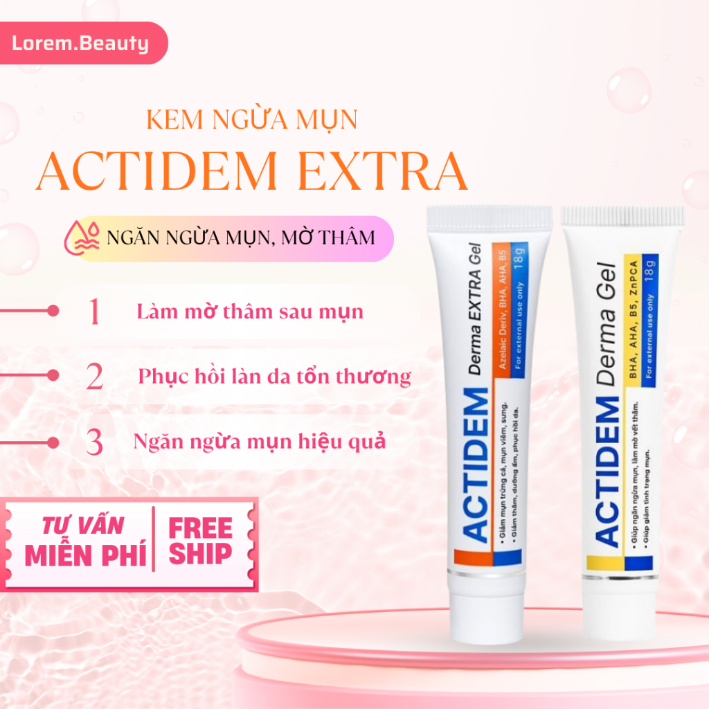 Gel Actidem Derma/ Extra giảm mụn, mờ thâm 18gr/40gr Chính Hãng