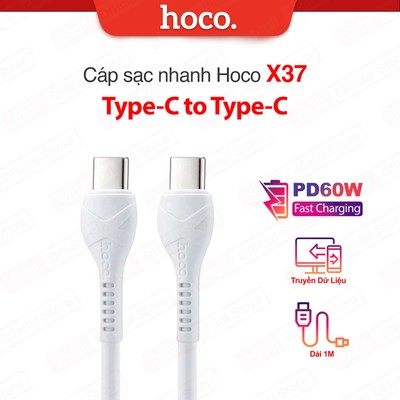 Cáp sạc nhanh PD60W Type-C to Type-C dài 1M Hoco X37 dùng cho Android/IP15/16/17
