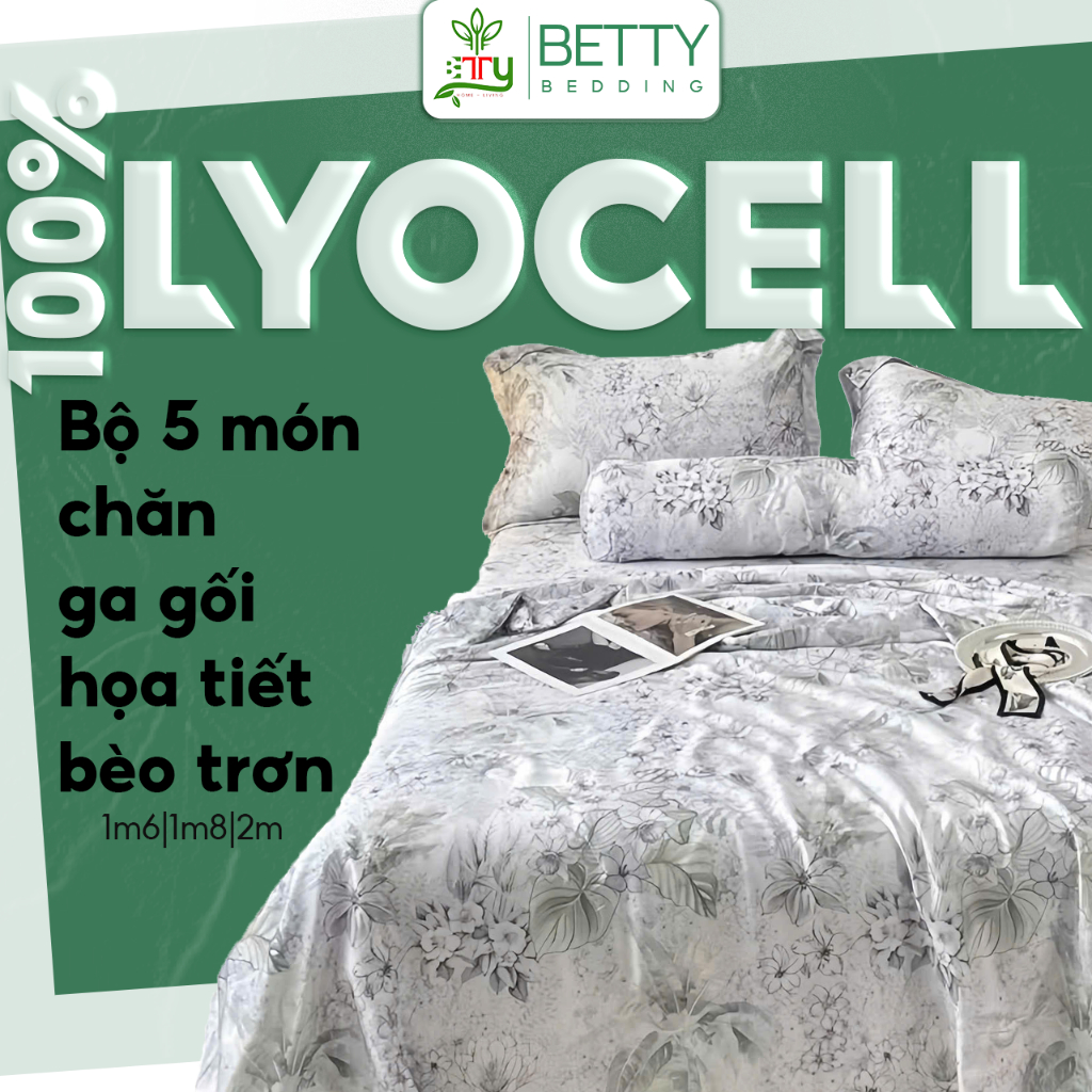 Bộ Chăn Ga Gối Betty Bedding họa tiết Tencel 80s Mềm mại, thướt tha / Full size