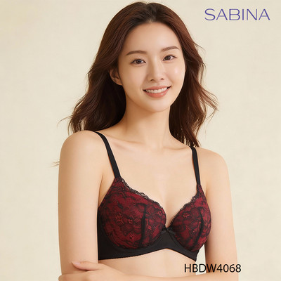 [SALE XẢ HÀNG] Áo Lót Có Gọng Mút Mỏng Cúp Lớn Phối Ren Màu Đen Đỏ Happy Lady by Sabina HBDW4068