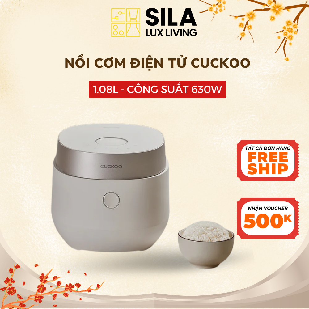 Nồi Cơm Điện Tử CUCKOO 1.08L CR-0685GW Công Suất 630W, Điều Khiển Cảm Ứng, Nồi Nấu Đa Năng Sila Lux 