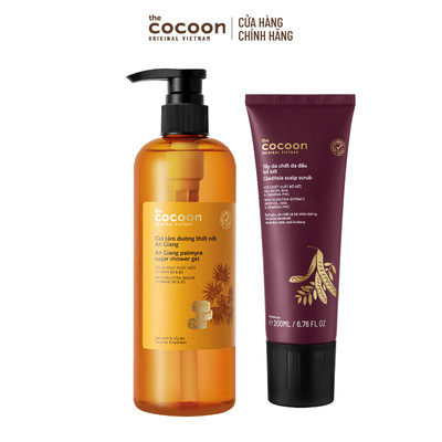 [MUA 2 GIẢM 40%] Combo Gel tắm đường thốt nốt An Giang 500ml + Tẩy da chết da đầu bồ kết Cocoon 200ml