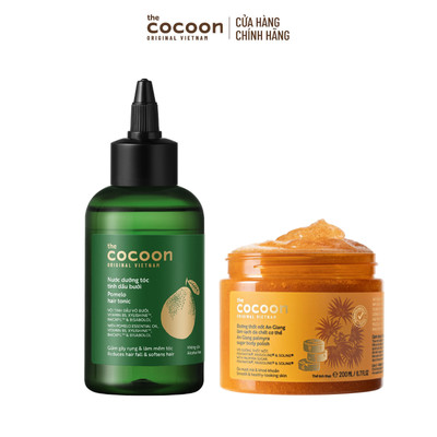 [MUA 2 GIẢM 40%] Combo 1 Hủ Tẩy da chết cơ thể đường thốt nốt 200ml + Nước dưỡng tóc tinh dầu bưởi Cocoon 140ml