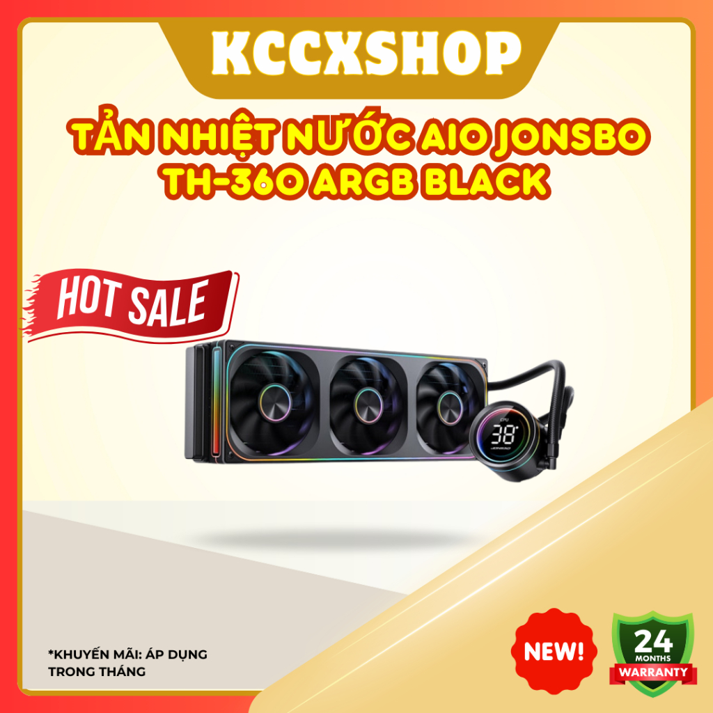 Tản nhiệt nước AIO Jonsbo TH-360 ARGB Black (LCD hiển thị nhiệt độ) - Bảo Hành 24 Tháng