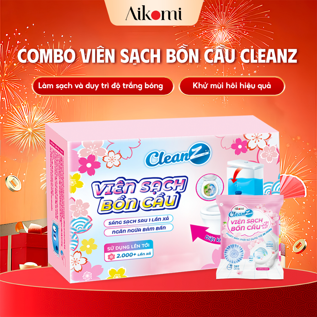 Combo Viên sạch bồn cầu CleanZ thả bồn cầu sạch khuẩn tẩy mảng bám khử mùi diệt vi khuẩn toilet