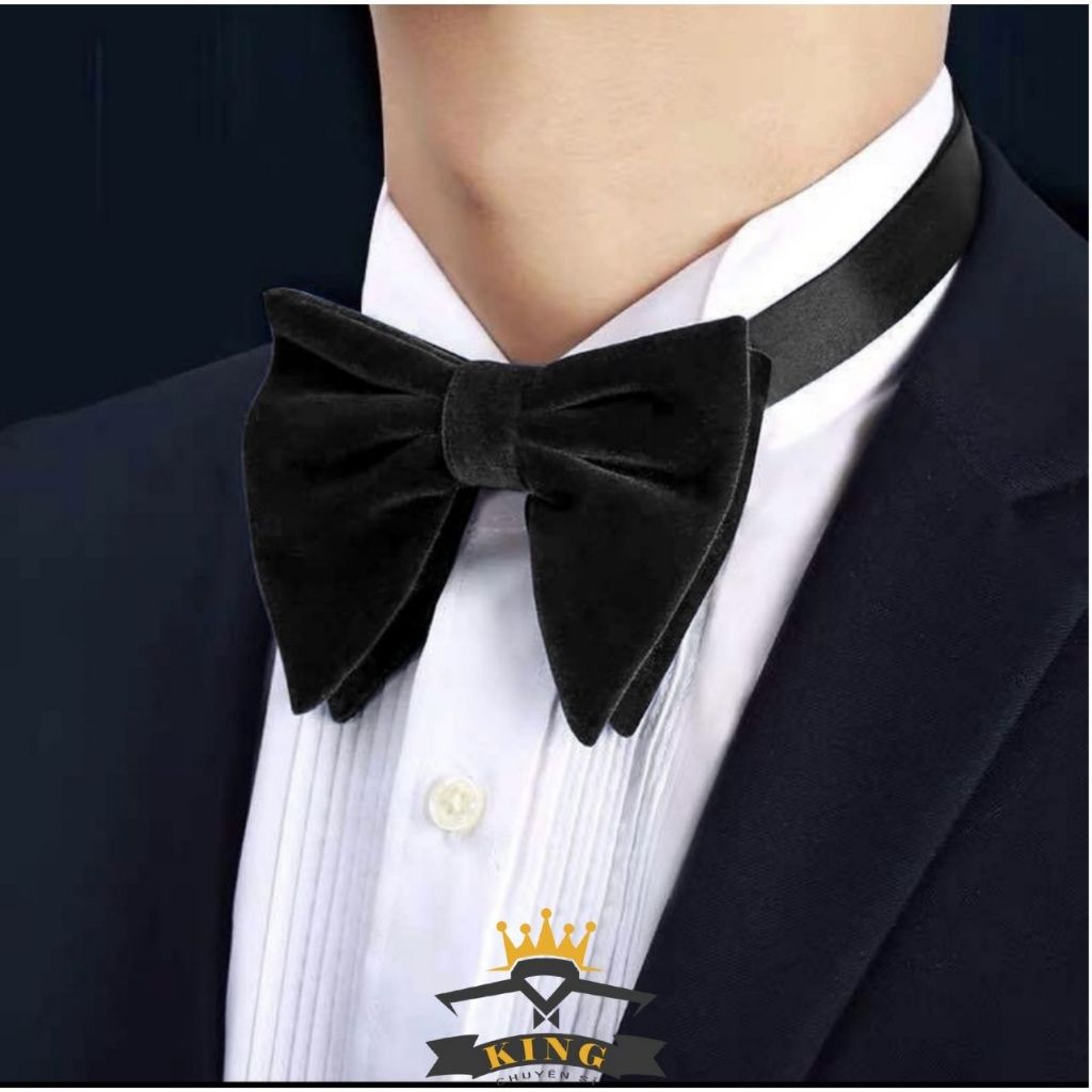 Nơ bướm chú rể KING caravat chất nhung cài áo nam nữ vải nhung 2 lớp dây đeo móc cài cao cấp giá rẻ X002