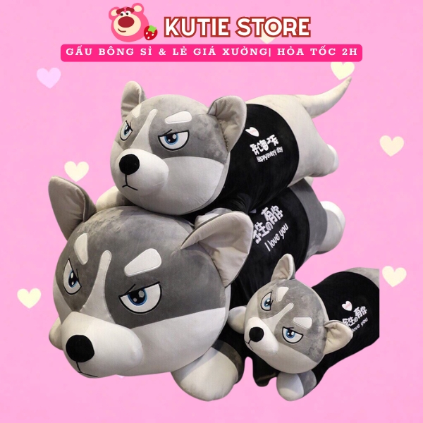 Chó Husky Bông chó mặt ngáo Siêu To Khổng Lồ - Gấu Bông Husky - KUTIES STORE