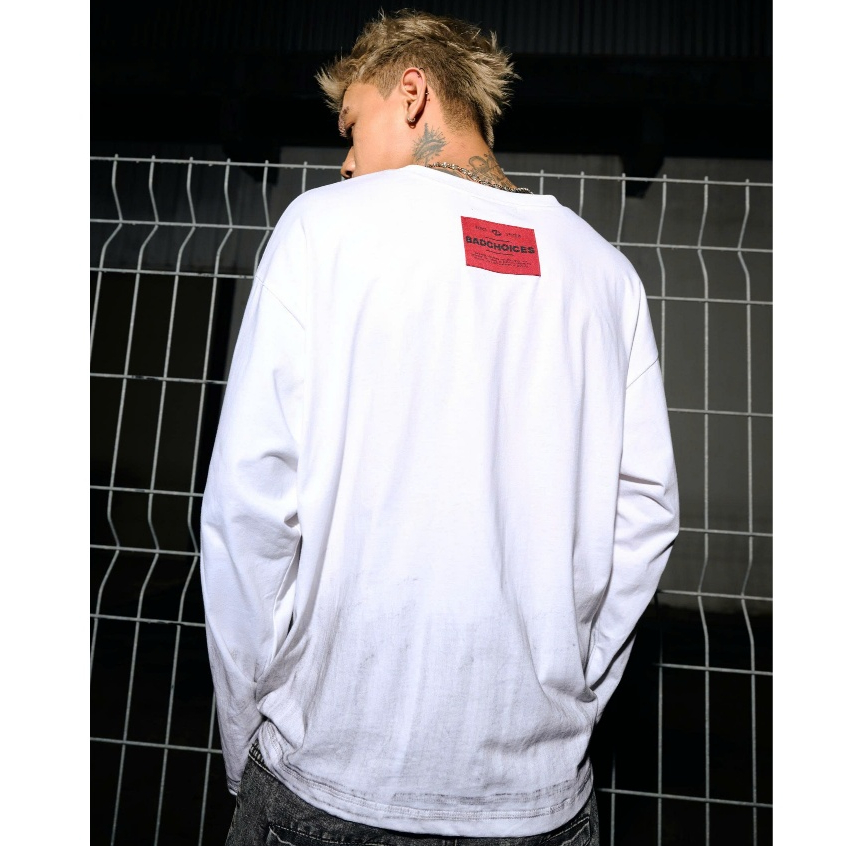 Bad Choices | Áo thun tay dài DirtyWhite vải cotton form boxy | BigBuy360 - bigbuy360.vn