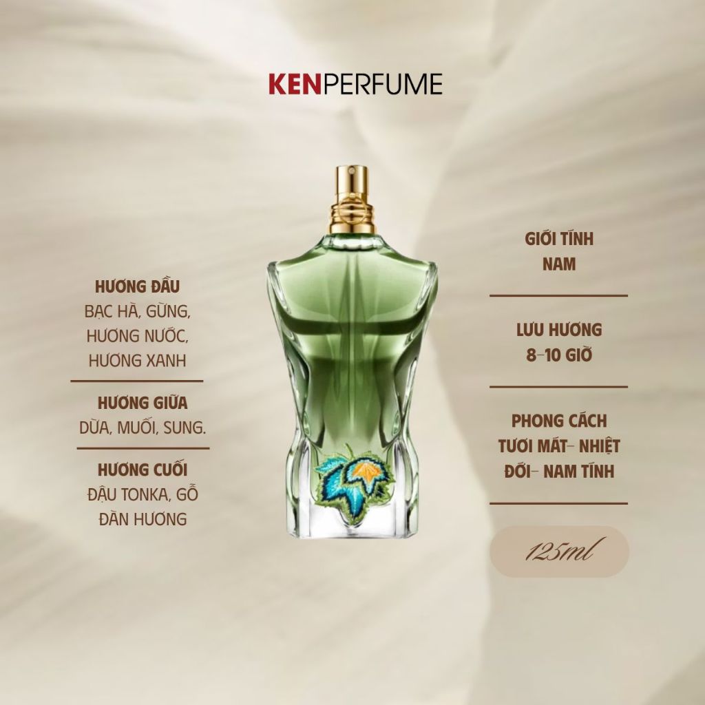 Nước hoa Fullseal 125ML Jean Paul Gaultier Le Beau Paradise Garden EDP | Nước Hoa Nam | Ken Perfume
