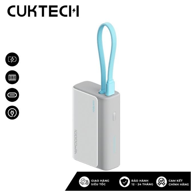 Pin dự phòng Cuktech CP13 10.000mAh Power Bank 33W PD3.0/PPS/QC3.0/QC (cáp Type-C Build-In) – LPB100
