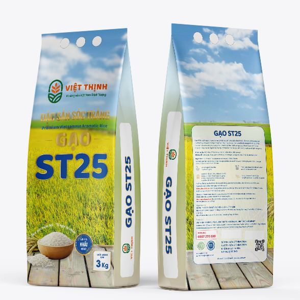 GẠO ST25 - 3KG - DẺO CƠM MỀM HẠT - GẠO VIỆT THỊNH
