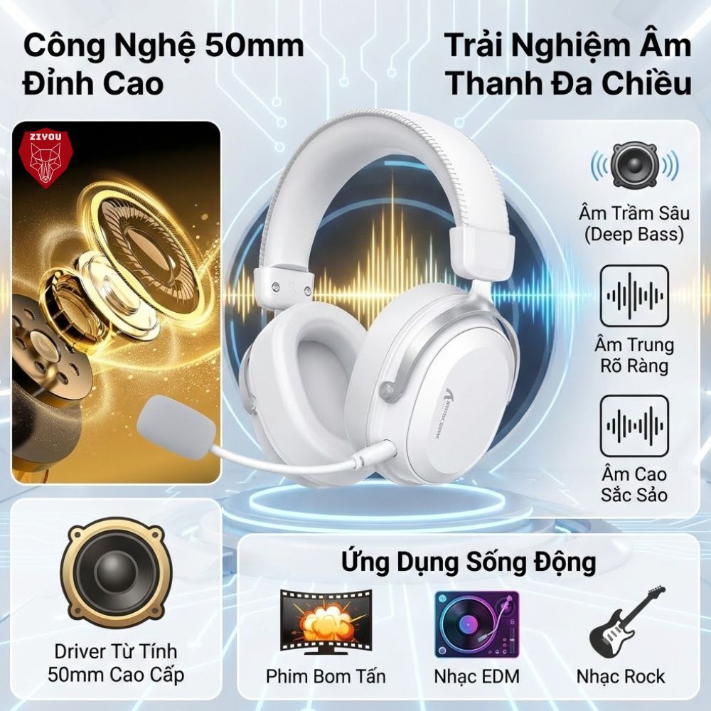 Tai Nghe Không Dây Gaming Attack Shark L30 Pro Receiver Kép, Âm Thanh Vòm 7.1, Độ Trễ 20ms, App Web | BigBuy360 - bigbuy360.vn