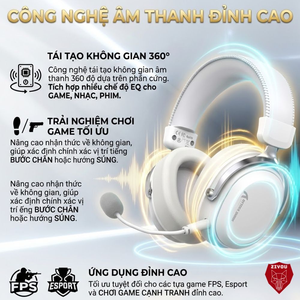 Tai Nghe Không Dây Gaming Attack Shark L30 Pro Receiver Kép, Âm Thanh Vòm 7.1, Độ Trễ 20ms, App Web | BigBuy360 - bigbuy360.vn