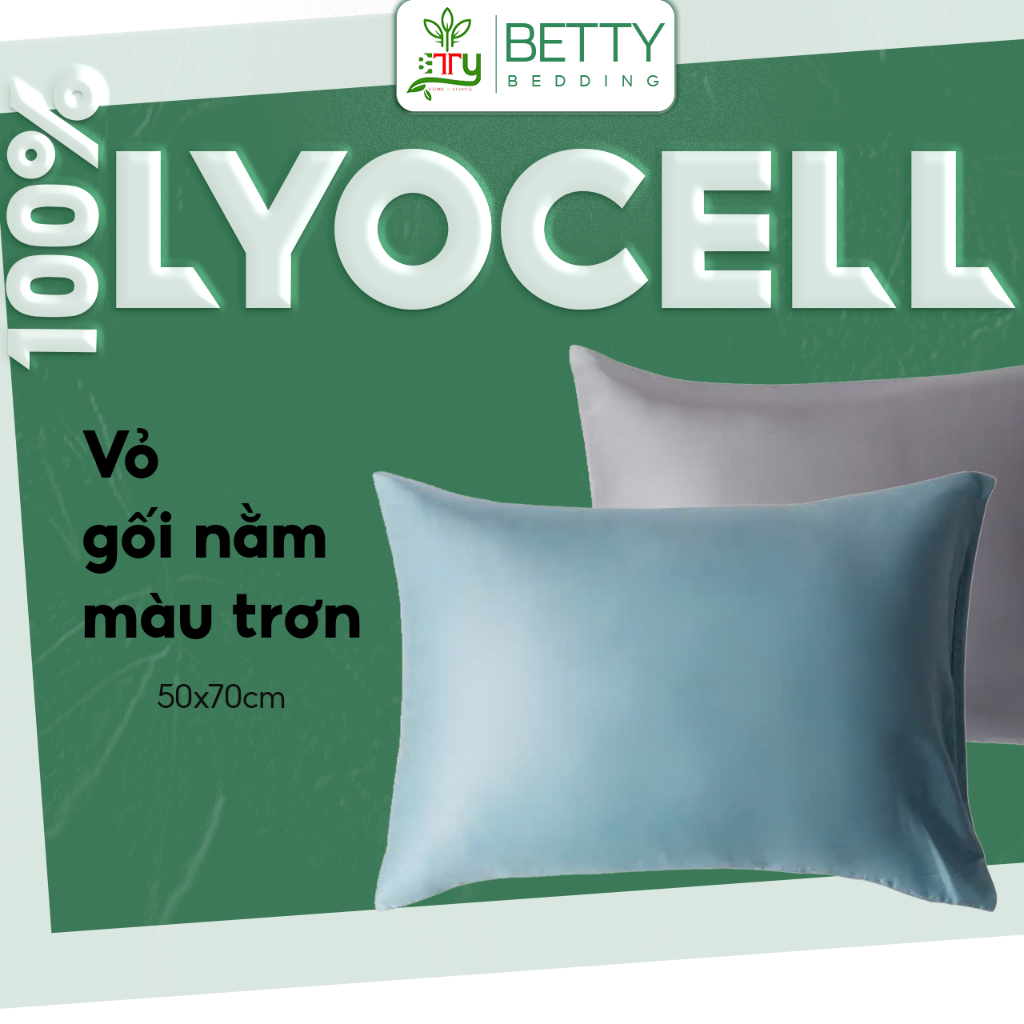 Vỏ gối nằm lụa Tencel 60s Betty Bedding màu trơn size 50x70cm