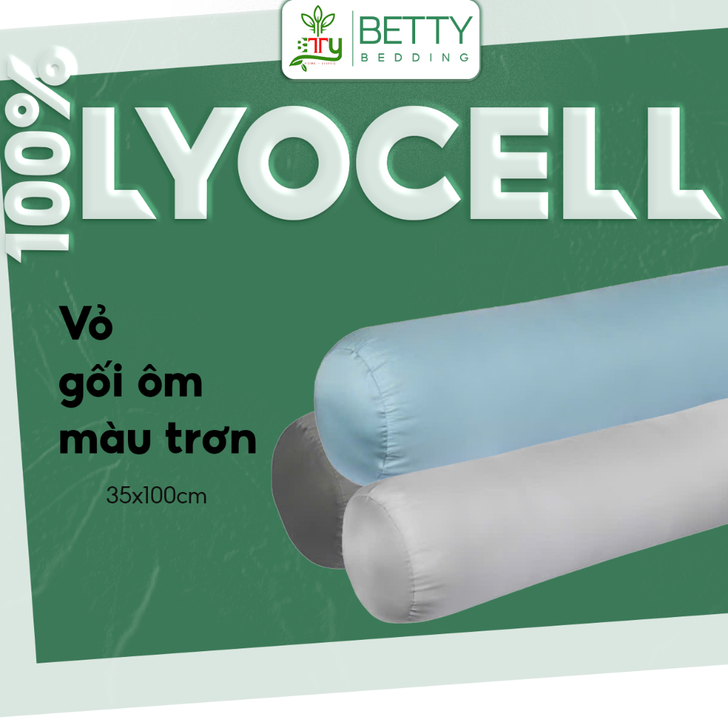 Vỏ gối ôm lụa Tencel 60s Betty Bedding màu trơn size 35x100cm