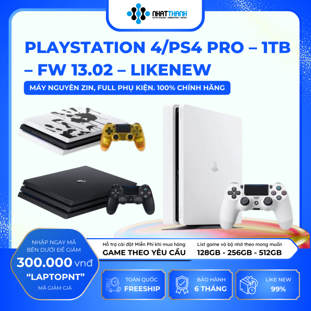 PlayStation 4/PS4 Pro | 1TB | Đen/Trắng | FW 13.02 | Likenew | Nhật Thành