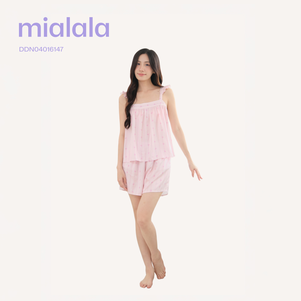 Mialala Bộ Đồ Ngủ 6147 Thiết Kế 2 Dây Thoải Mái Màu Hồng Nhẹ Chất Liệu Lụa Mềm Mịn Kiểu Dáng Nữ Tính