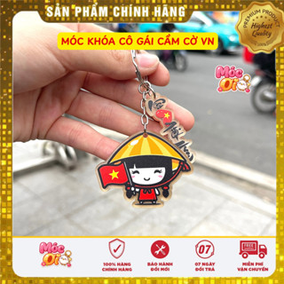 Móc Khóa Bé Gái Nón Lá Cầm Cờ Việt Nam 5cm – Phụ Kiện Dễ Thương, Quà Tặng Ý Nghĩa