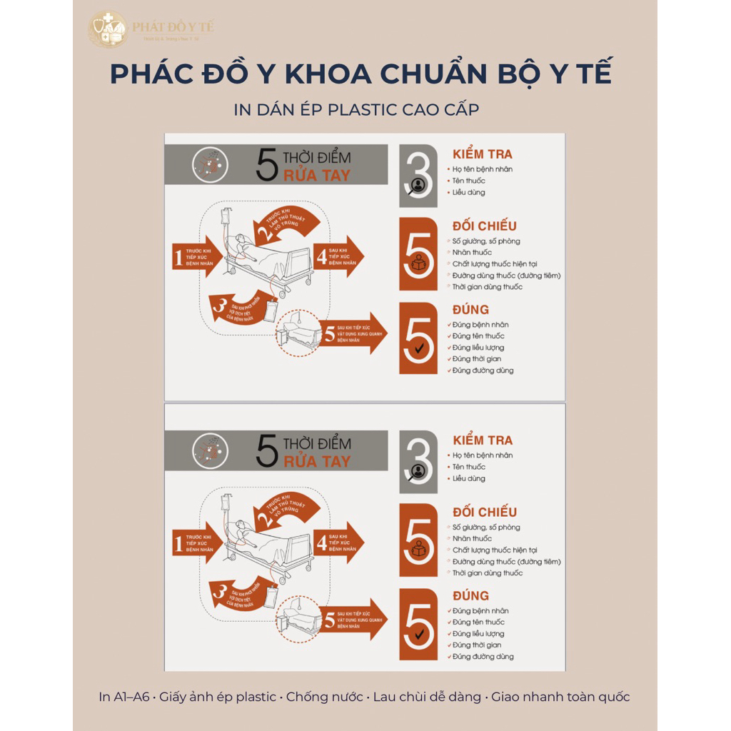 5 đúng khi rửa tay | Tranh Hướng Dẫn Y Tế In Ép Plastic Chống Nước