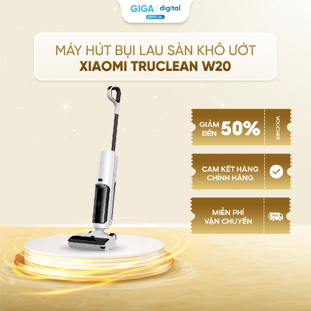 Máy hút bụi lau sàn khô ướt Xiaomi Truclean W20 - Lực hút 15000Pa - Vệ sinh con lăn tự động - Bảo hà