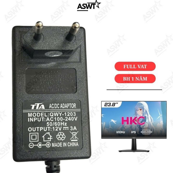 Sạc nguồn màn hình HKC MB24V9 23.8inch 12V 2.5A - 3A TTA - bảo hành 12 tháng - FULL VAT