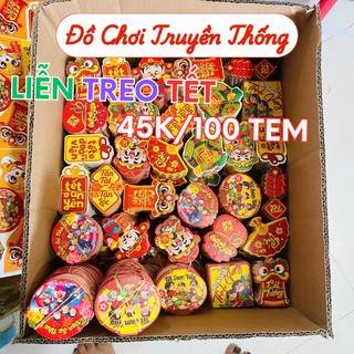 Set 100 Liễn Trang Trí Tết Dây Treo Đào, Mai 2026 - Tem Tag treo trang trí cây đào, cây mai