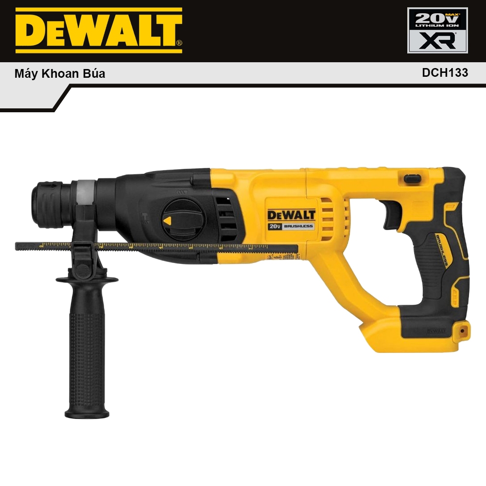 Máy Khoan Cầm Tay 18V 3 Chức Năng DeWALT DCH133N – Lực Đập 2.6J, Khoan Bê Tông 26mm