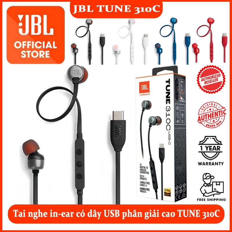 Tai nghe JBL TUNE 310C loại cáp Type-C, có mic và điều khiển dây, chất lượng cao