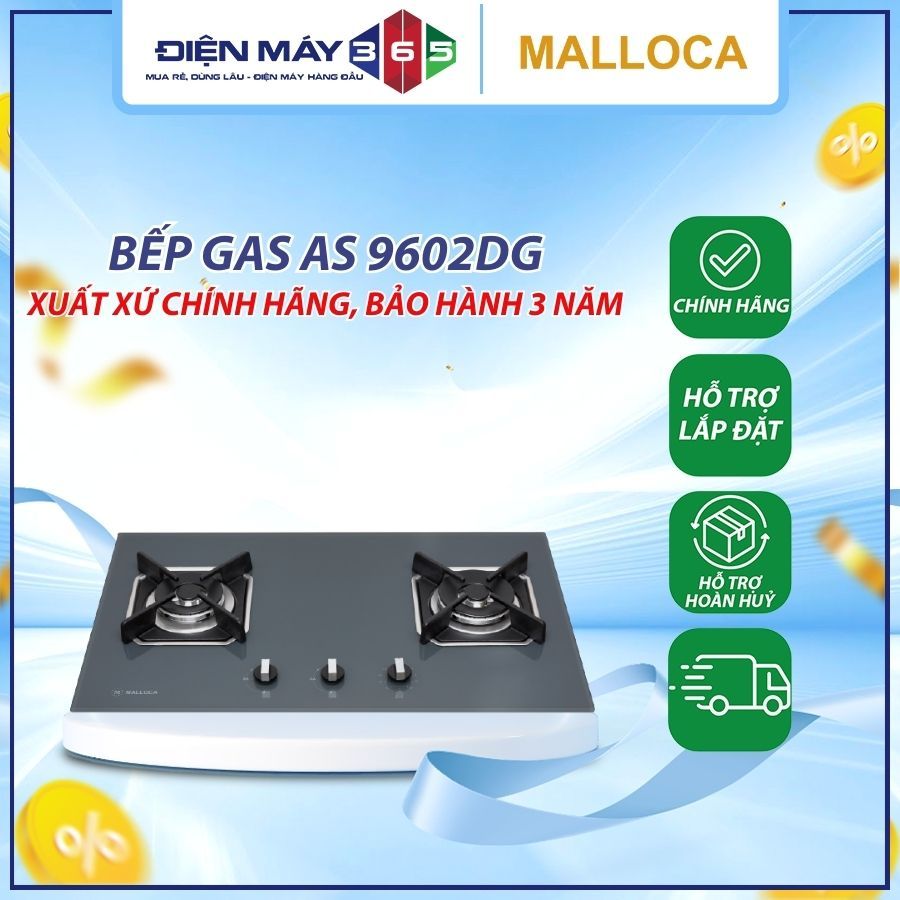 Bếp gas âm 2 gas Malloca AS 9602DG - Chính Hãng