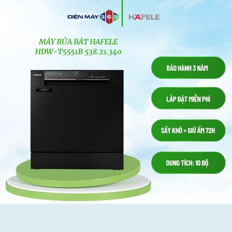 Máy Rửa Chén Bát Hafele HDW-T5551B 538.21.340 - Độc Lập – Công Suất Lớn – Tiết Kiệm Năng Lượng