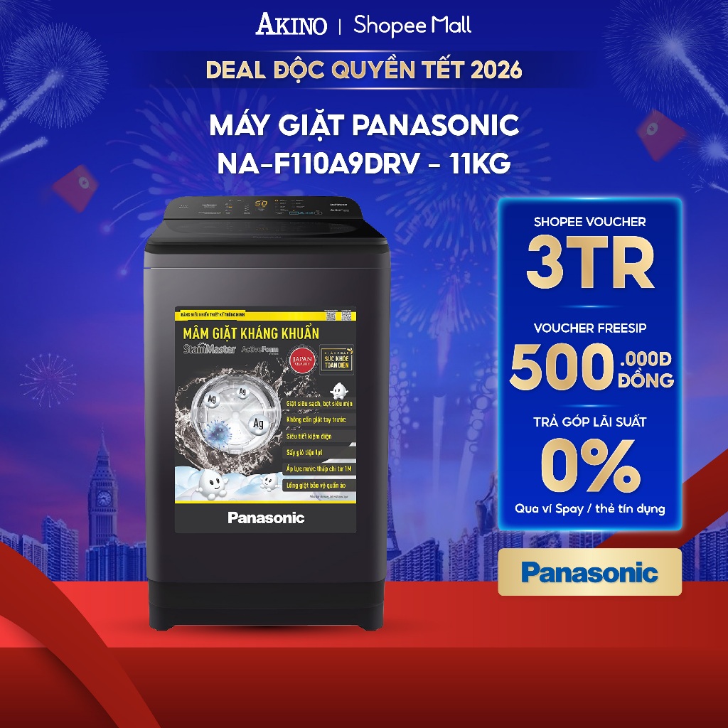 Máy giặt Lồng Đứng Panasonic 11 kg NA-F110A9DRV - Hàng Chính Hãng