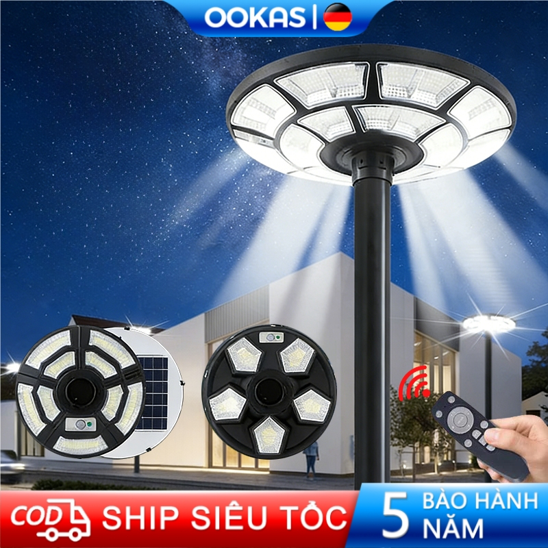 OOKAS Đèn Led năng lượng mặt trời 9000W sân vườn UFO Đèn năng lượng mặt trời siêu sáng chống nước IP
