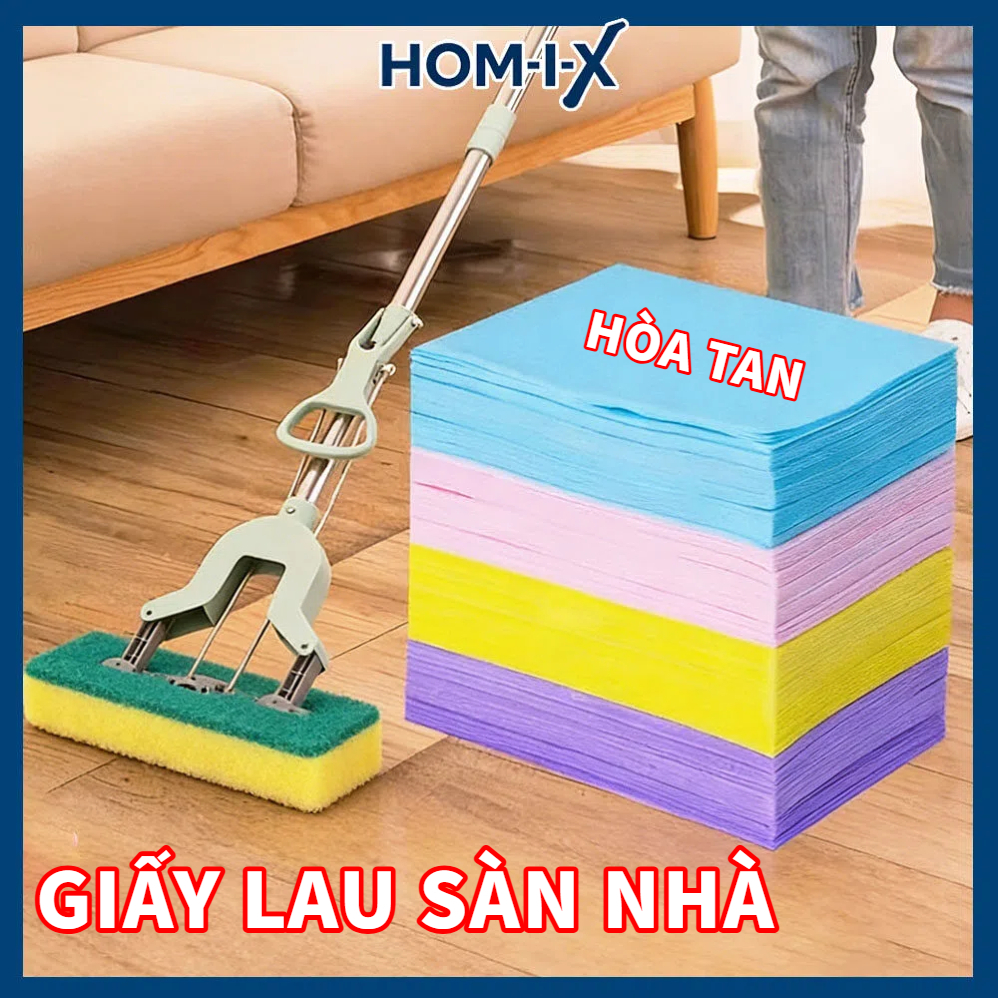 Giấy Lau Sàn Nhà Hoà Tan Gói 100 Miếng Hòa Tan Khử Khuẩn Cao Mùi Hương Nhẹ Tấm Lau Sàn Gạch Đa Năng