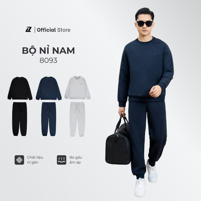 [MỚI] Bộ nỉ nam Auzed vải nỉ gân dày dặn, kiểu dáng Regular dễ mặc, bo gấu, quần cạp chun 8093