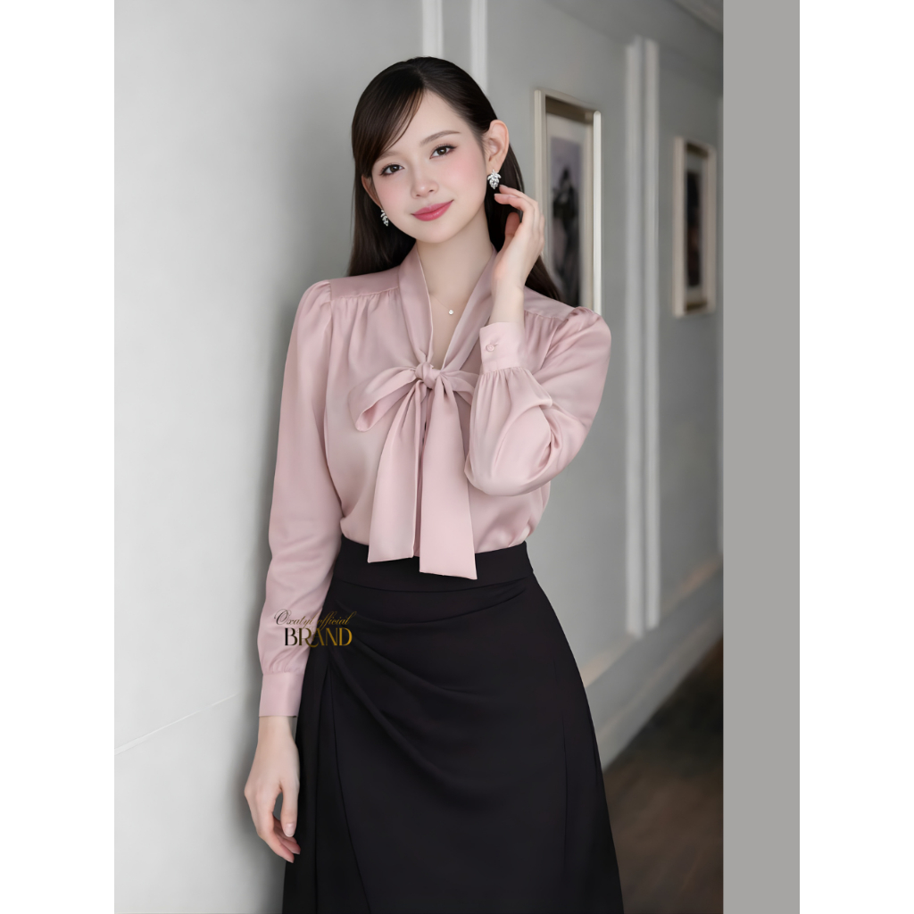 Áo sơ mi nữ cổ nơ Oxatyl A13 phong cách công sở thời trang chất vải lụa mát | BigBuy360 - bigbuy360.vn