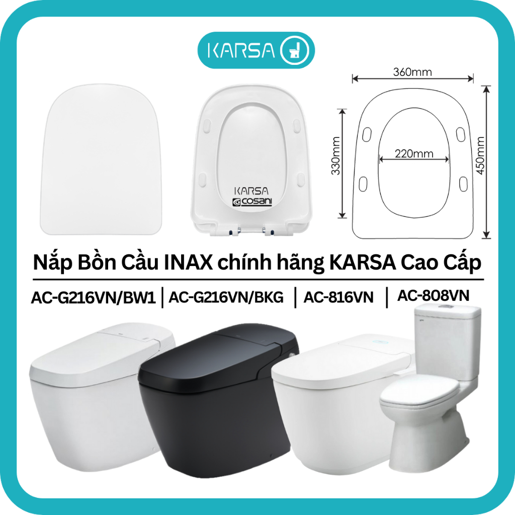Nắp Bồn Cầu Inax, nắp toilet bồn cầu Linax , bệ bồn cầu INAX thay thế INAX AC 838 808 816 G621 chính
