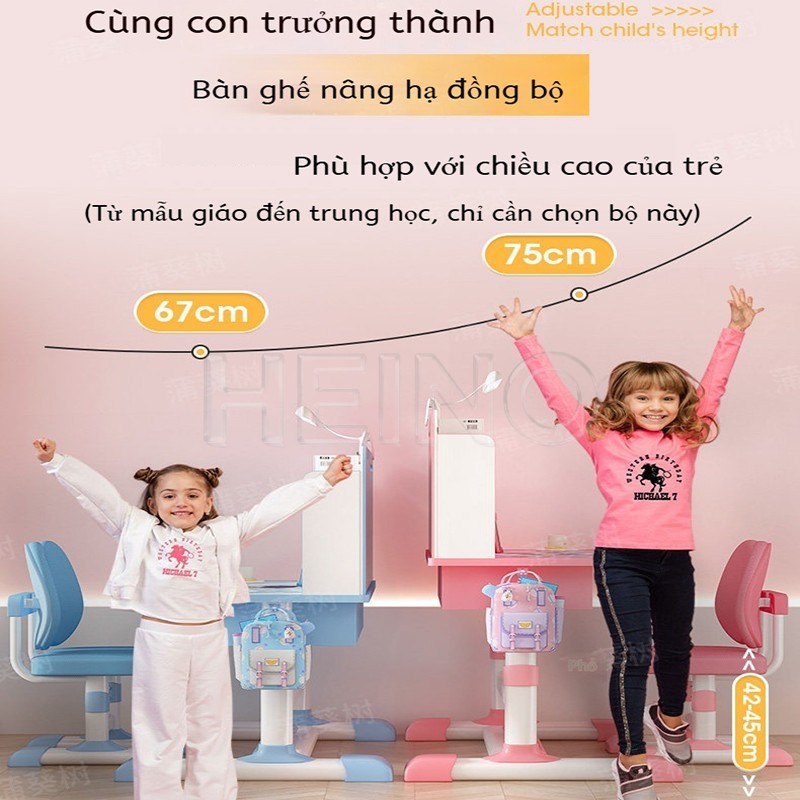 HEINO Bộ Bàn Học Thông Minh Cao Cấp Cho Bé Từ3 Tuổi Tới 16 Tuổi Chống Gù Chống Cận Có Nâng Hạ Độ Cao | BigBuy360 - bigbuy360.vn