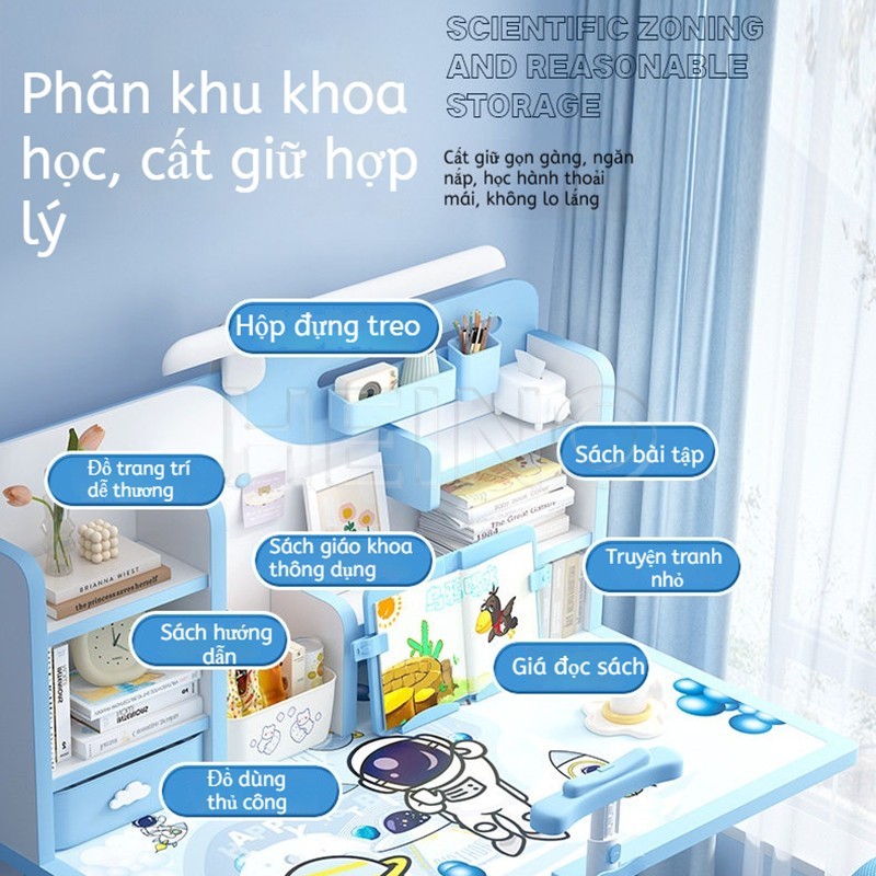 HEINO Bộ Bàn Học Thông Minh Cao Cấp Cho Bé Từ3 Tuổi Tới 16 Tuổi Chống Gù Chống Cận Có Nâng Hạ Độ Cao | BigBuy360 - bigbuy360.vn