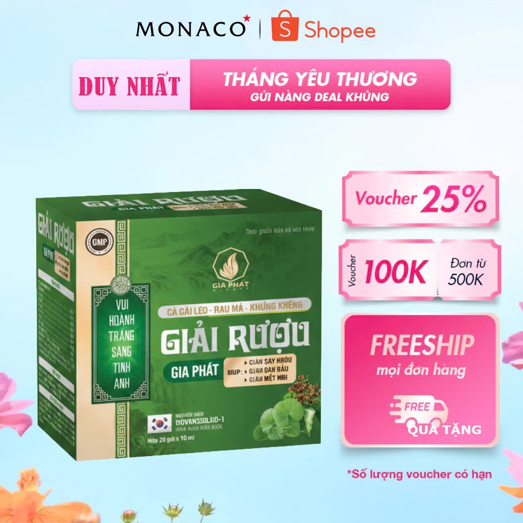 Nước Giải Rượu GIA PHÁT Hộp 20 Gói Hỗ Trợ Giải Rượu Bia, Giải Độc Gan Nhà Thuốc Nga 0102